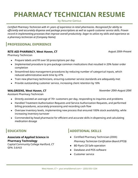 Pharmacy Resume Template