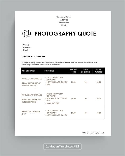 Photography Quotation Template