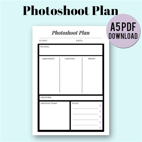 Photoshoot Plan Template