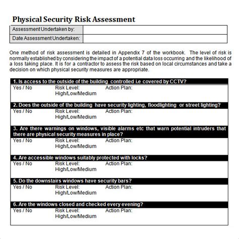 Physical Security Risk Assessment Template