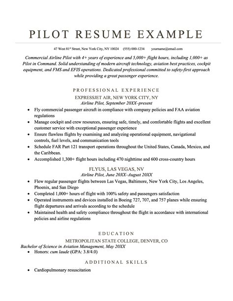 Pilot Resume Template