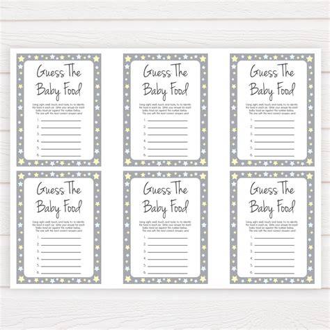 Pinperest Free Printable Guess The Baby Food Game