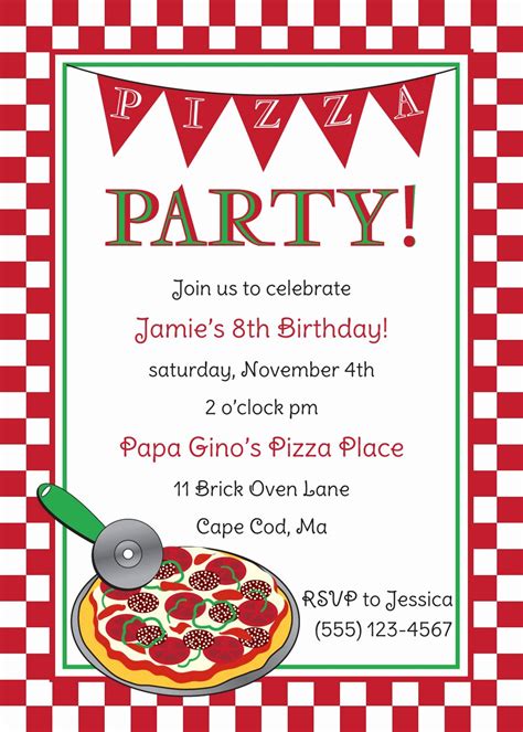 Pizza Party Invitation Template Free