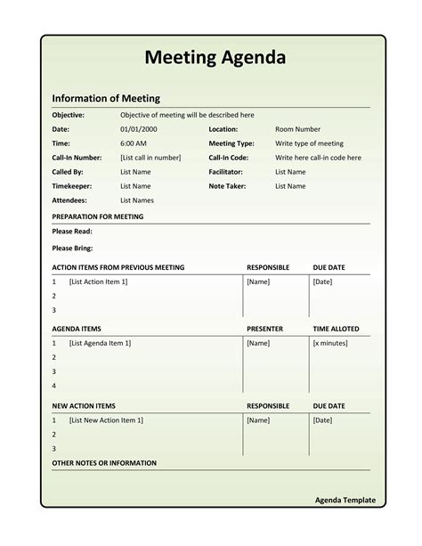 Planning Agenda Template