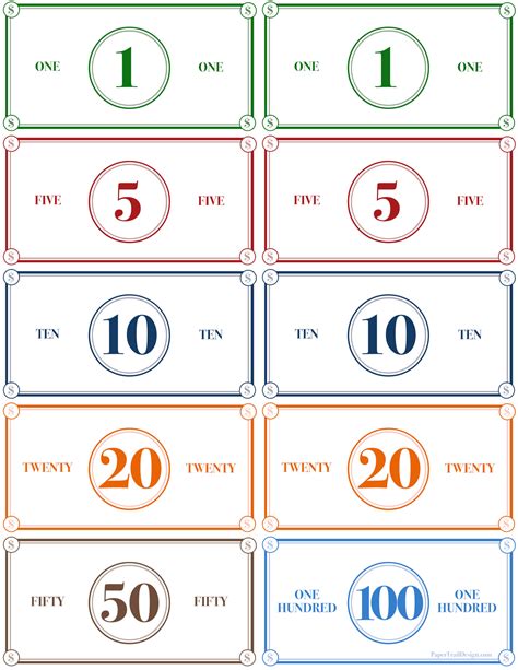 Play Money Template Printable