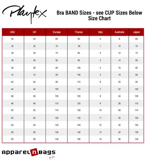Playtex Bras Size Chart