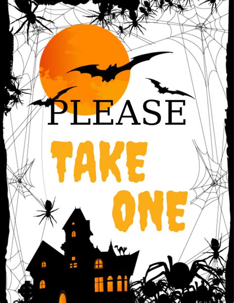 Please Take One Halloween Sign Printable