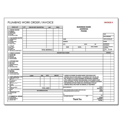 Plumbing Job Sheet Template