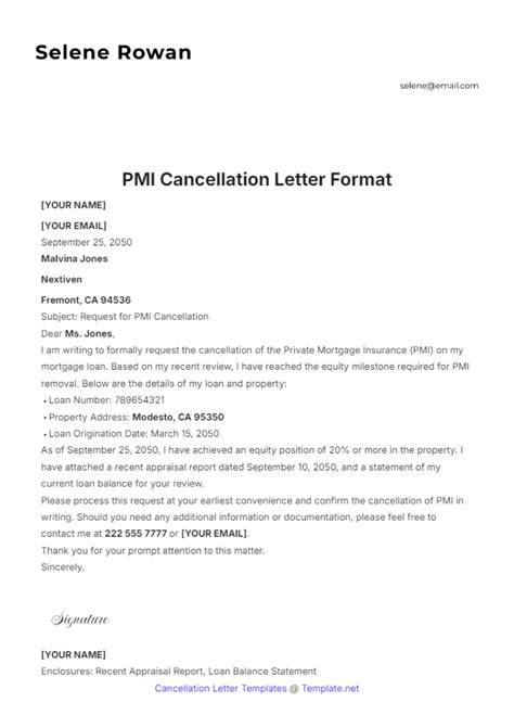 Pmi Cancellation Letter Template