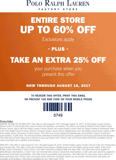 Polo Factory Store Coupon 25 Off Printable
