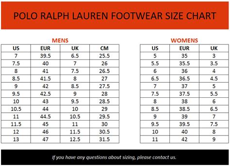 Polo Shoes Size Chart