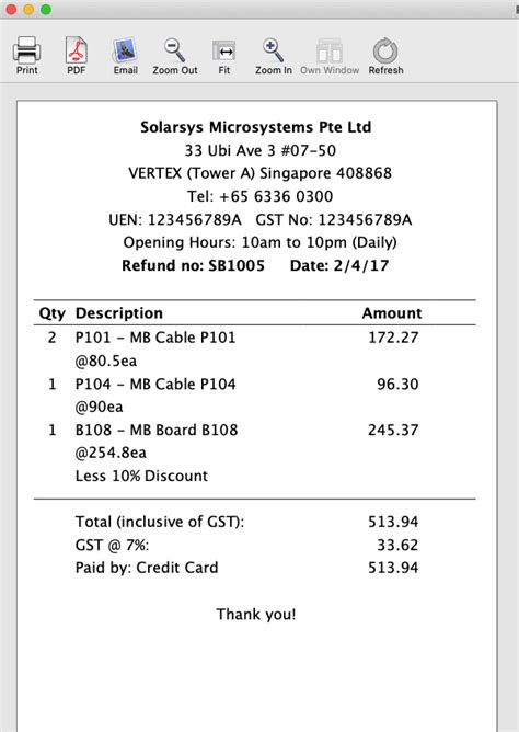 Pos Receipt Template