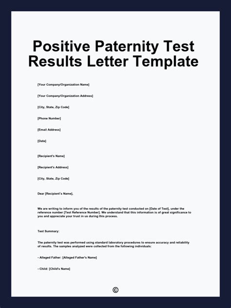 Positive Paternity Test Results Letter Template
