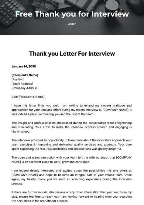 Post Interview Thank You Letter Template