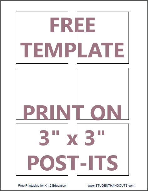 Post It Printer Template