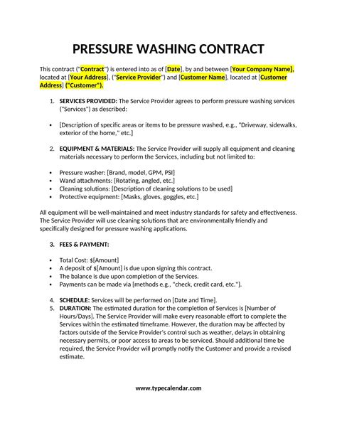 Power Washing Contract Template
