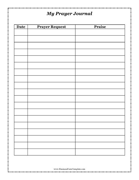 Prayer Sheet Template