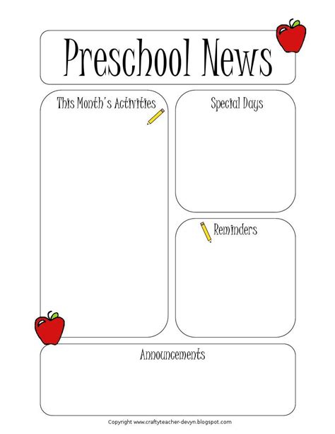 Preschool Newsletter Template Word