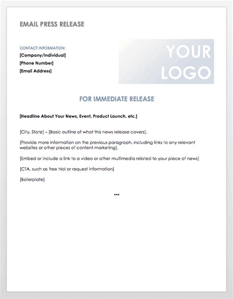 Press Release Email Template