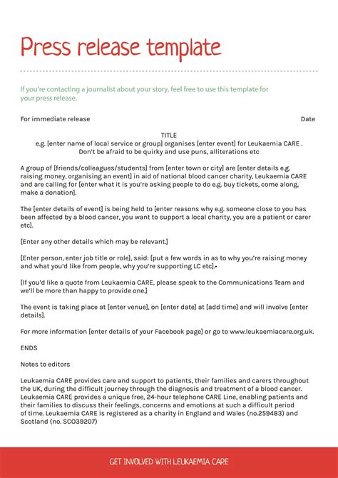 Press Release Format Template Free