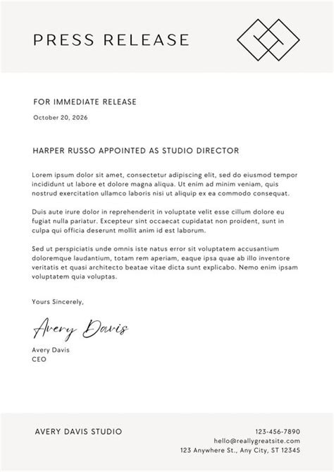 Press Release Pages Template.