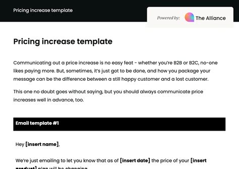 Price Increase Email Template