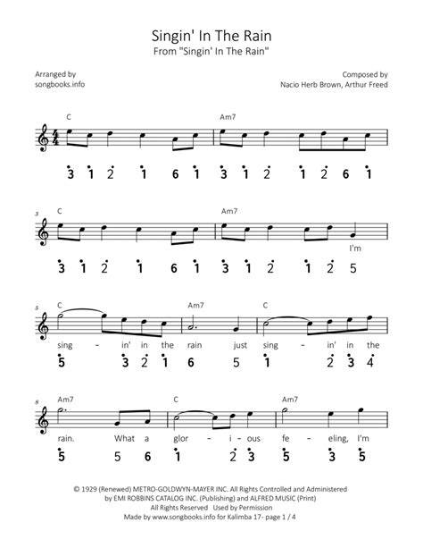 Printable 17 Key Of C Kalimba Sheet Music Free