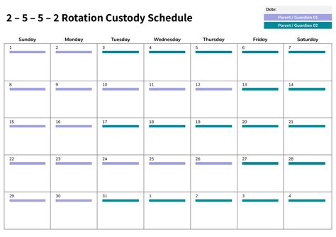 Printable 2-2-5-5 Custody Schedule Template