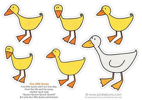 Printable 5 Little Ducks Clipart