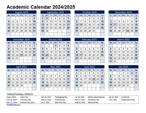 Printable Academic Calendar