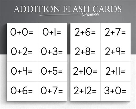 Printable Addition Flash Cards