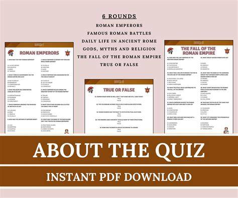 Printable Ancient Rome History Quizzes With A Answer Page