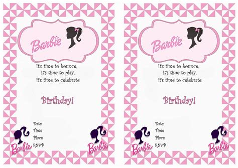 Printable Barbie Birthday Invitations