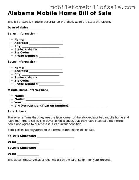 Printable Bill Of Sale Form Alabama Mobile Home
