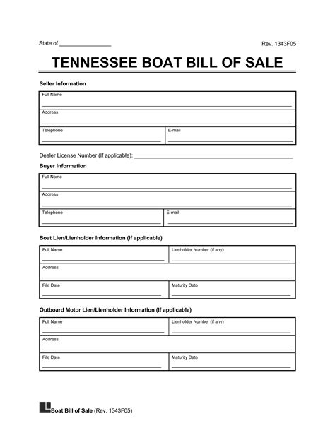 Printable Bill Of Sale Tn