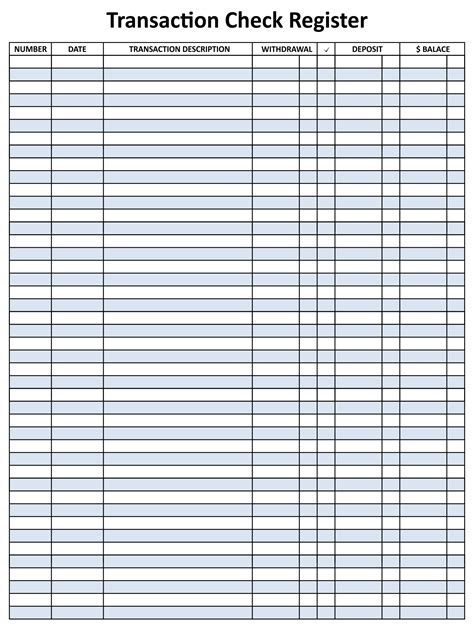 Printable Blank Check Register