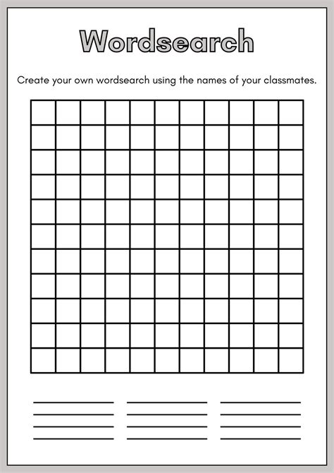 Printable Build Your Own Word Searches For Kids