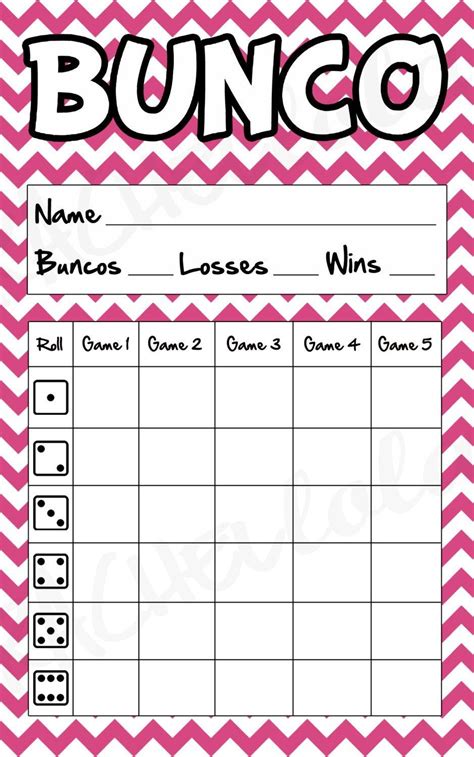 Printable Bunco Sheets