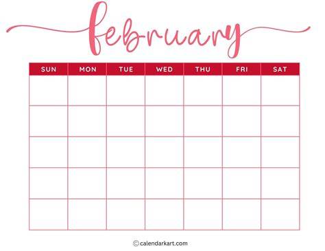Printable Calendar For The Month Of February 2015