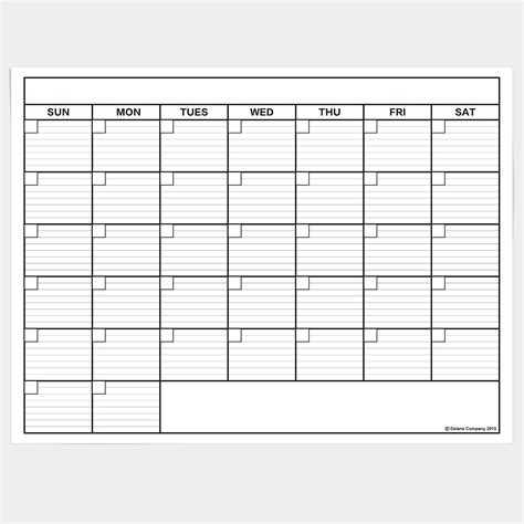 Printable Calendar With Lines