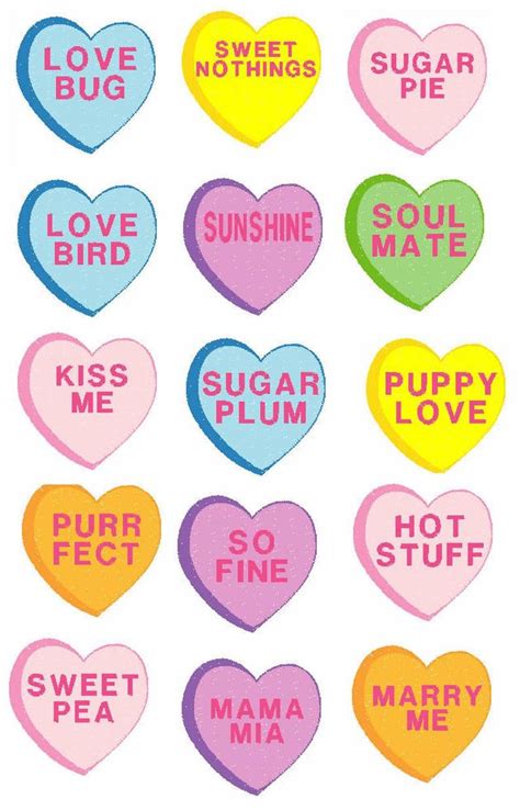 Printable Candy Heart Phrases