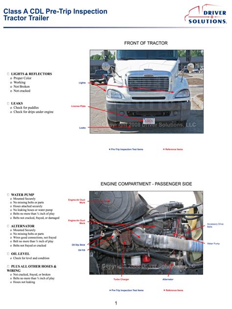 Printable Cdl Pre Trip Inspection Cheat Sheet