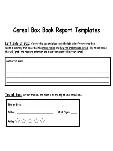 Printable Cereal Box Book Report Template Free