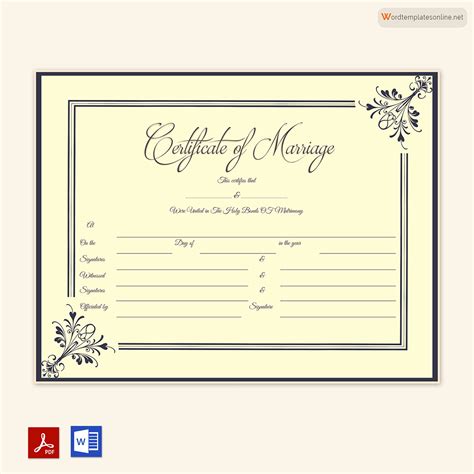 Printable Certificate Of Marriage
