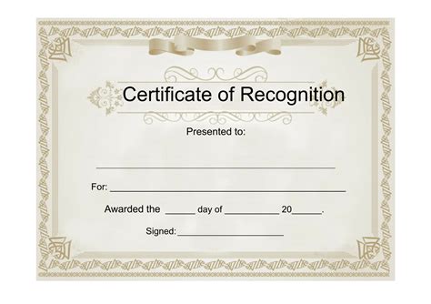 Printable Certificate Of Recognition