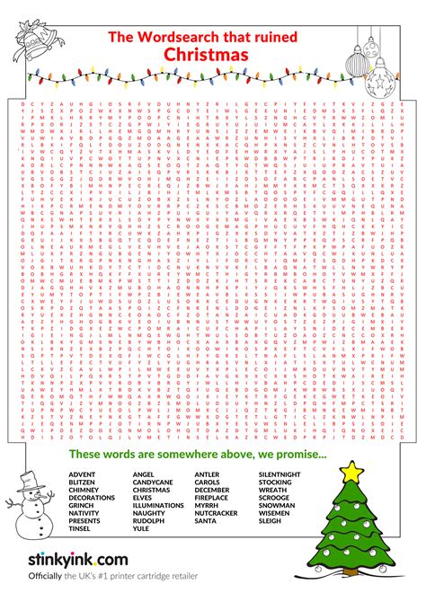 Printable Christmas Word Search Hard