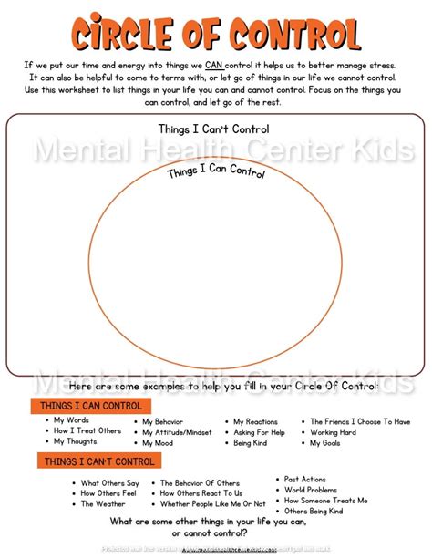 Printable Circle Of Control