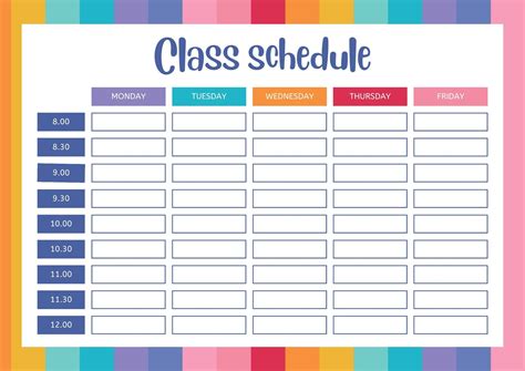 Printable Class Schedule Template