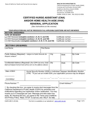 Printable Cna Renewal Form