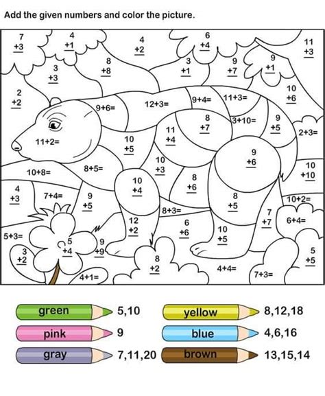 Printable Color By Number Addition